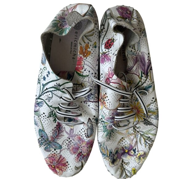 ERIC MICHAEL Floral Leather Lace Up Sneakers Size 41 - Picture 4 of 6